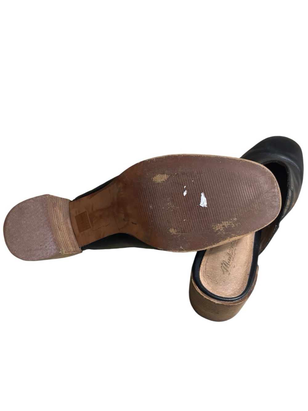 MADEWELL “The Carey Mules” Black Leather Slip-On Block Heel Mules Size 10 -- YES - Picture 11 of 13